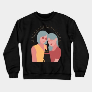 2 girls 1 cat Crewneck Sweatshirt